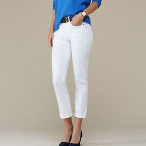 Baukjen White Denim Straight Ankle Cuffed Jeans Women's 6 Mid Rise Classic